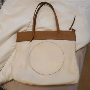 Coach Laura Tote White & Tan Leather